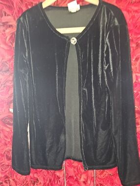 Girls' Black Velvet Single-Button Cape-Style Jacket Size 7/8